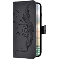 Uposao Compatible para Samsung Galaxy A20e Funda-Tapa Billetera PU Cuero Suave-Retro Elegante Pluma en Relieve Funda…